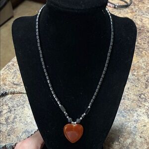 Chic Heart Pendant Necklace with Black Beads